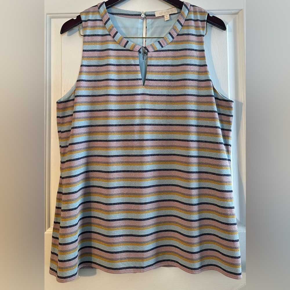 ETCETERA XL Career Elevated Basics Shimmery Striped Tank Dressy Tank Top Lined